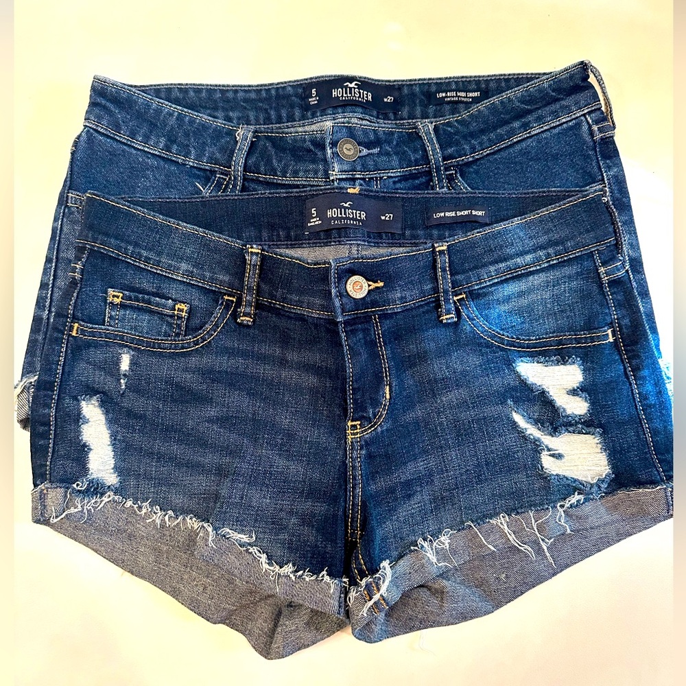 2 pack size 5 denim Hollister shorts EUC